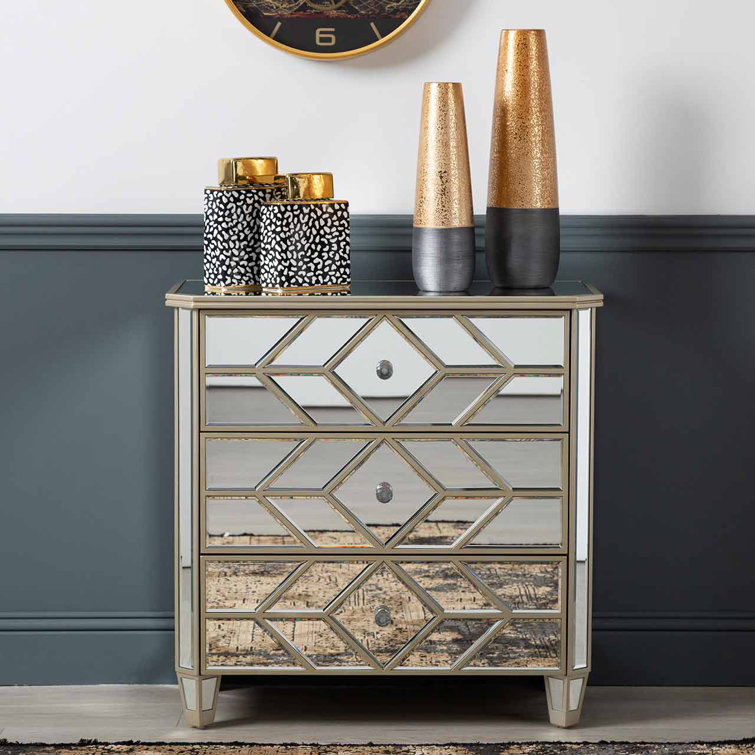 Canora Grey Aiham 3 Drawer 80Cm W Glass Chest of Drawers Wayfair.co.uk